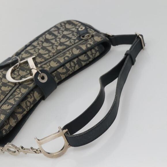 DIOR Trotter Canvas Shoulder Bag Navy Silver - Picture 7 of 12